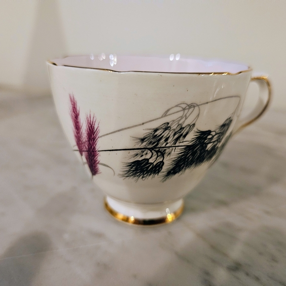 Old Royal Bone China Tea Cup and Saucer Wheat Gray Purple - Picture 4 of 7